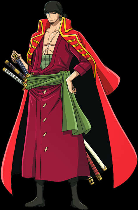 A Cartoon Of A Man In A Red Robe With Swords PNG