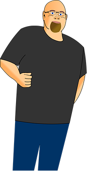 A Cartoon Of A Man With A Black Shirt PNG
