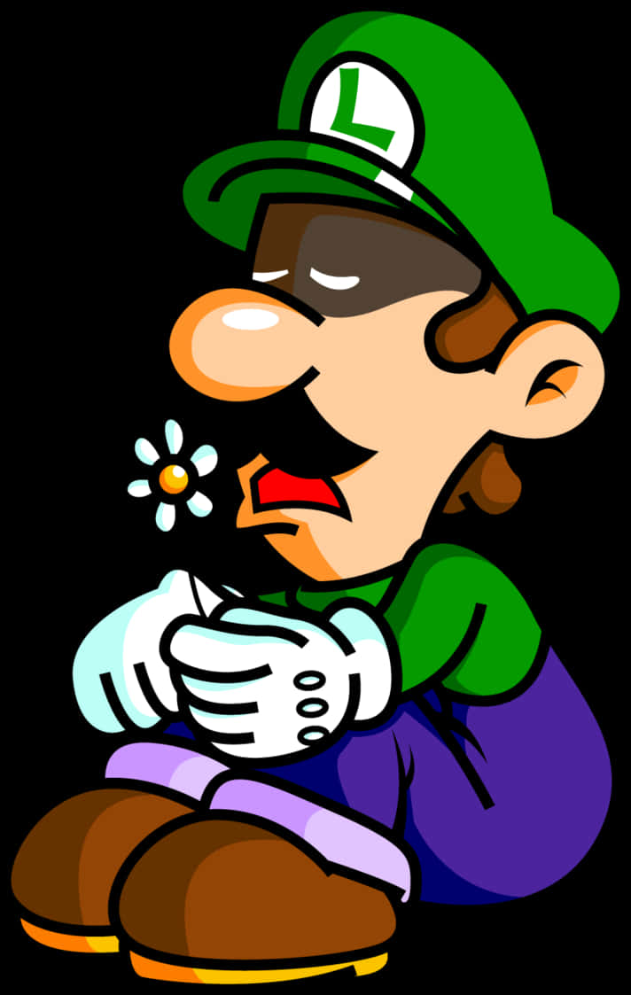 A Cartoon Of A Man With A Flower In His Mouth PNG