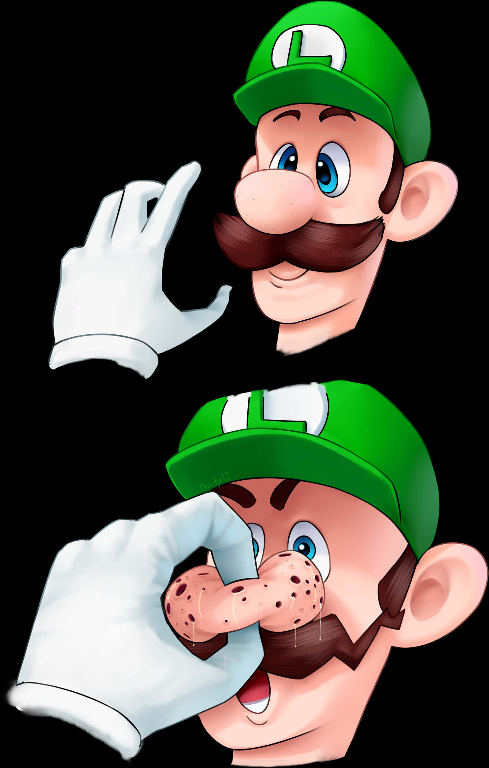 A Cartoon Of A Man With A Mustache And A Green Hat PNG