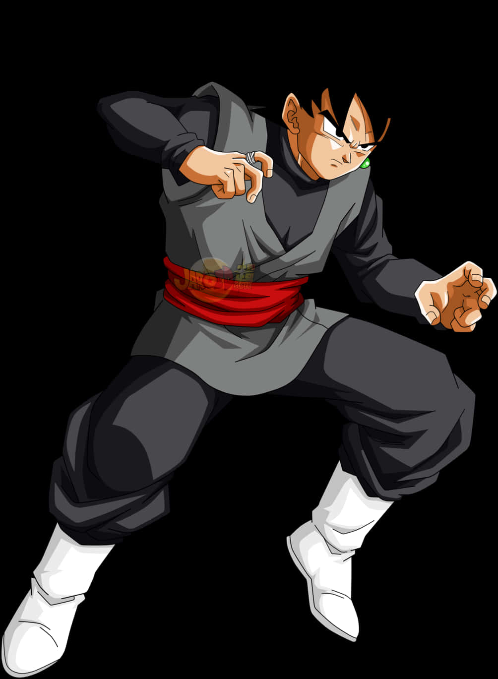 A Cartoon Of A Man With Black Hair And A Red Belt PNG