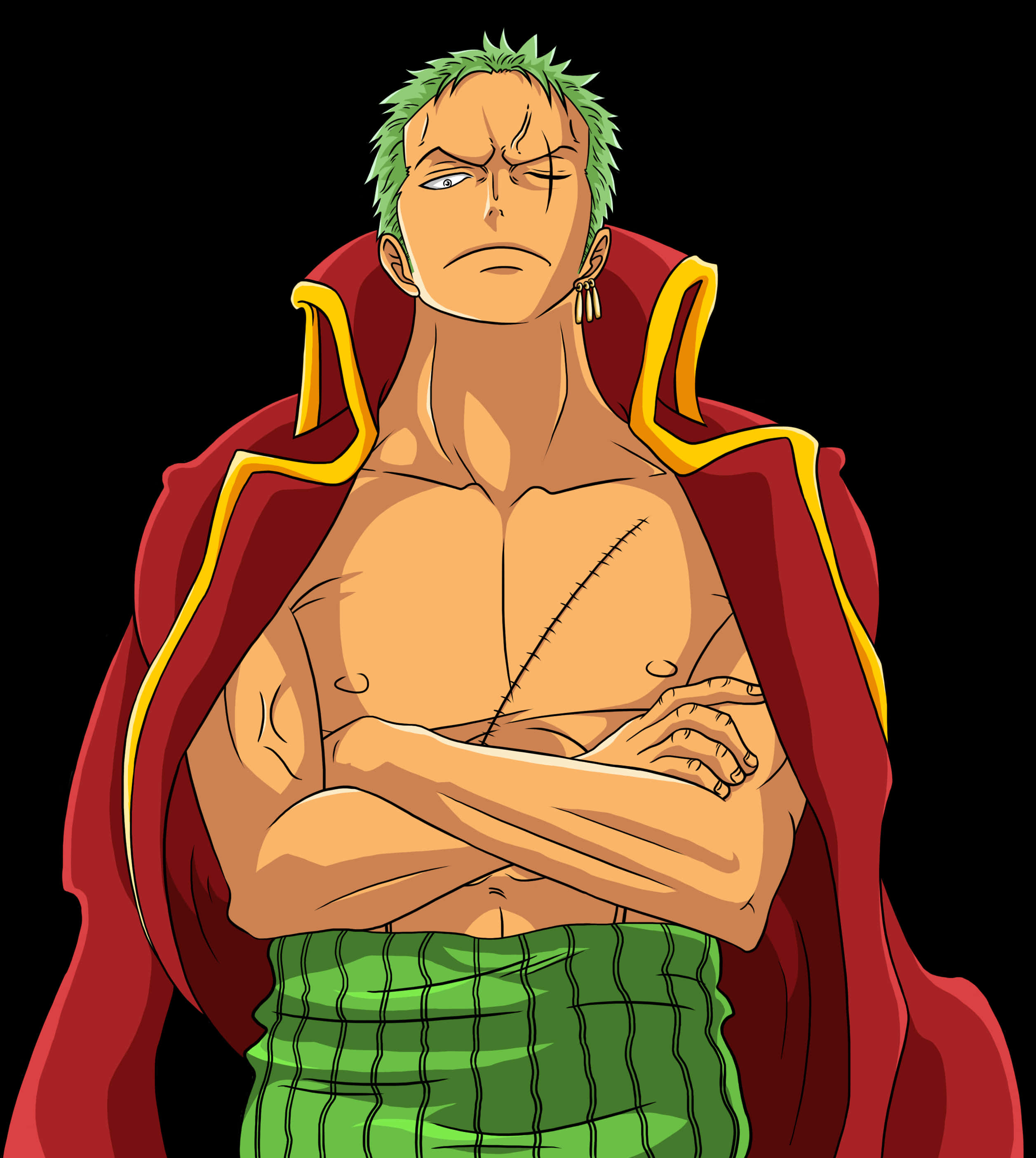 A Cartoon Of A Man With Green Hair And A Red Cape PNG
