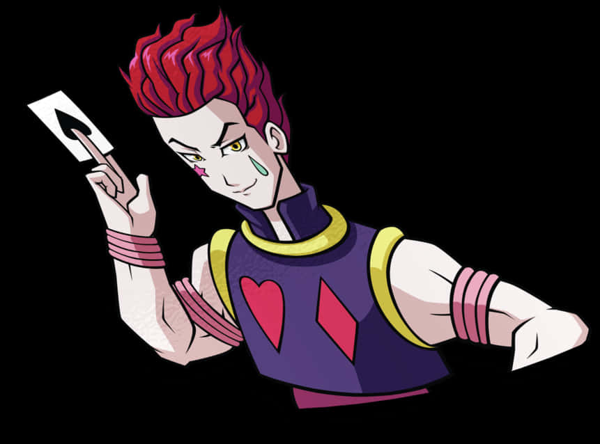 A Cartoon Of A Man With Red Hair And A Card PNG