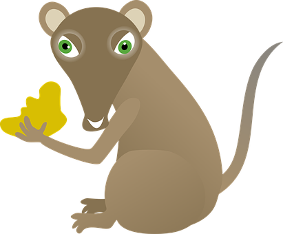 A Cartoon Of A Mouse Holding A Piece Of Food PNG