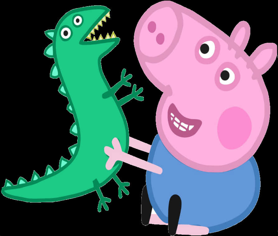 A Cartoon Of A Pig And A Crocodile PNG