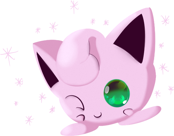 A Cartoon Of A Pink Animal With Green Eyes