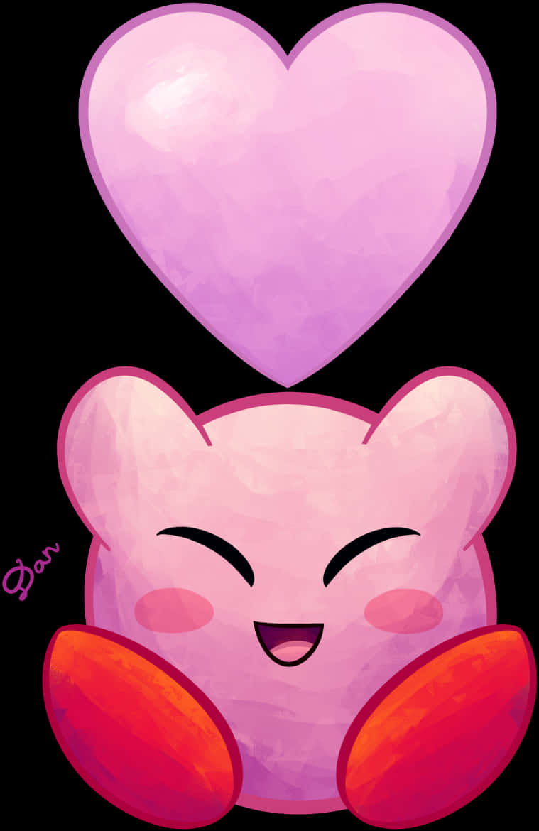 A Cartoon Of A Pink Teddy Bear Holding A Heart Above Its Head PNG