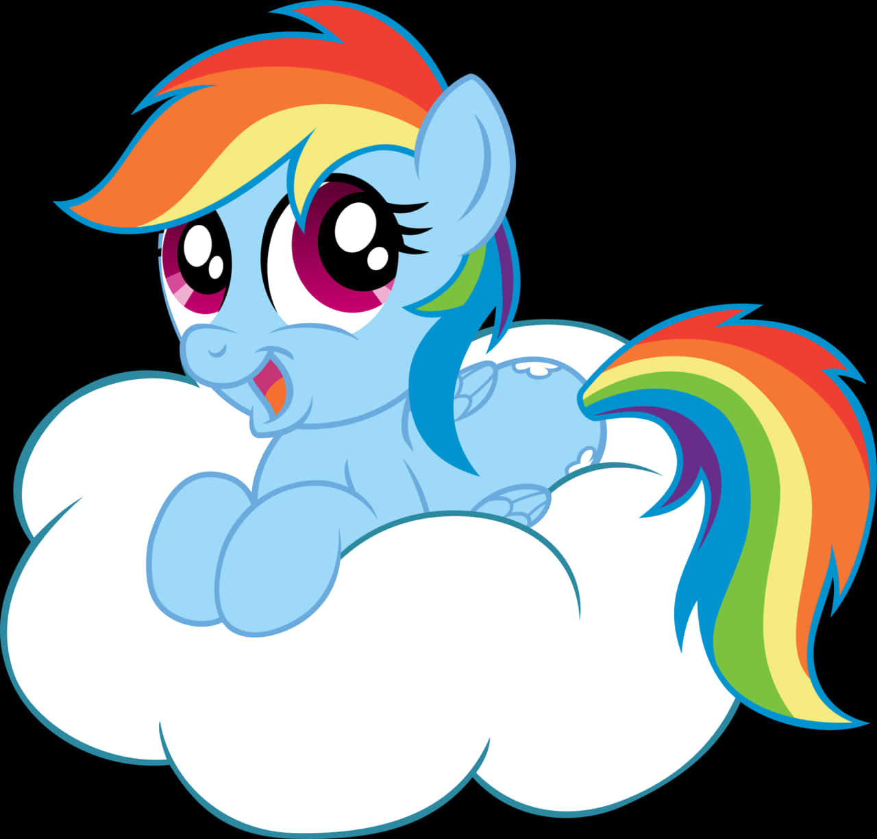 A Cartoon Of A Pony On A Cloud PNG