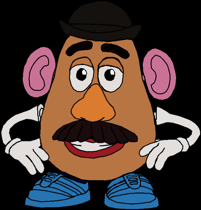 A Cartoon Of A Potato With A Mustache And A Hat PNG