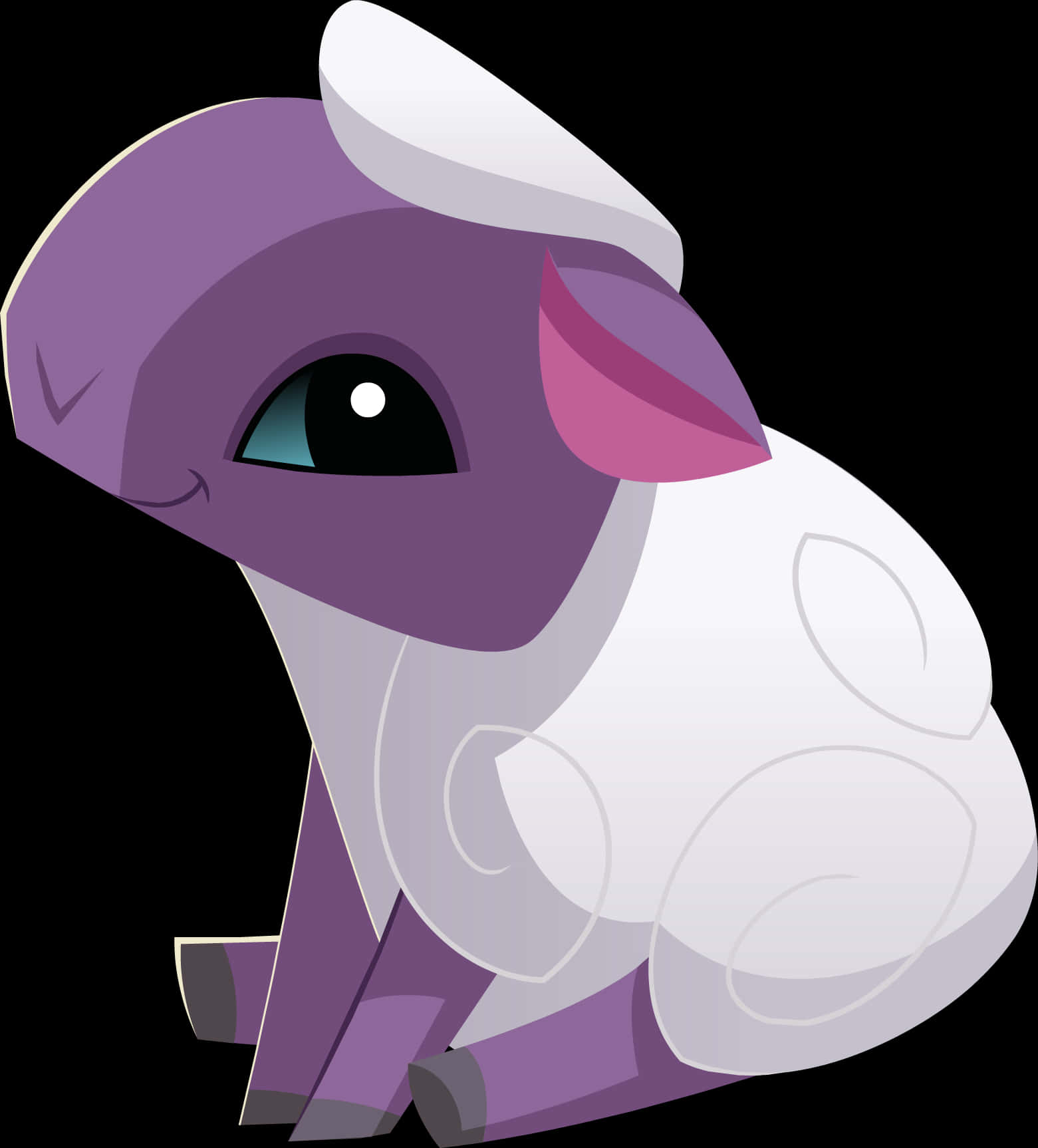A Cartoon Of A Purple And White Sheep PNG
