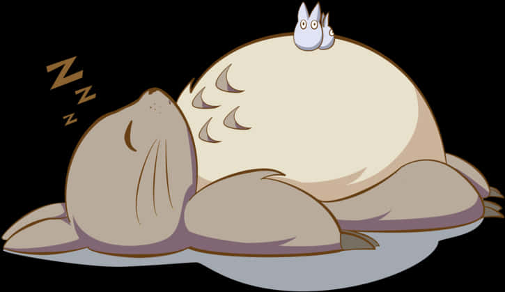 A Cartoon Of A Seal Sleeping PNG