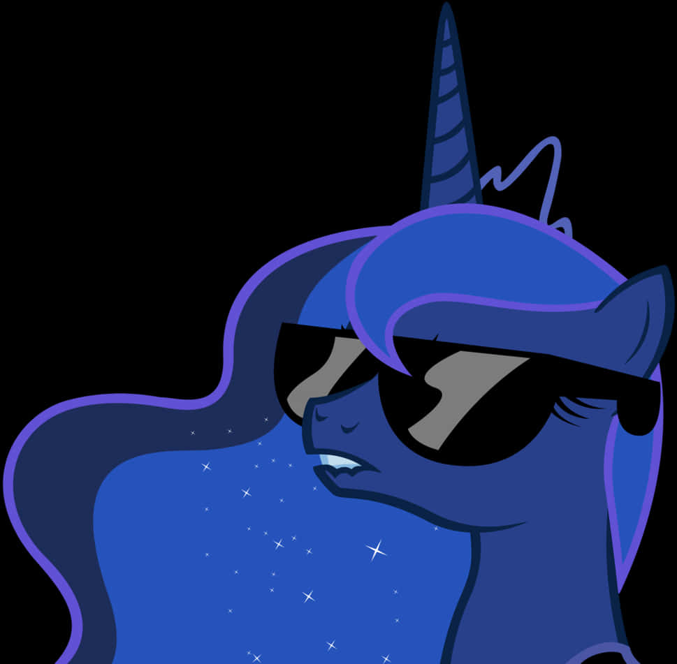 A Cartoon Of A Unicorn Wearing Sunglasses PNG