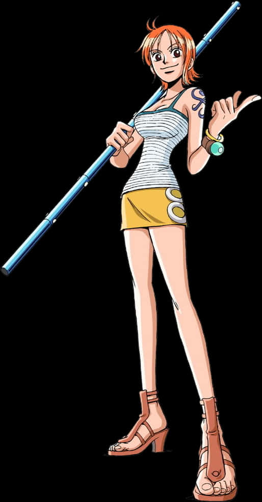 A Cartoon Of A Woman Holding A Stick