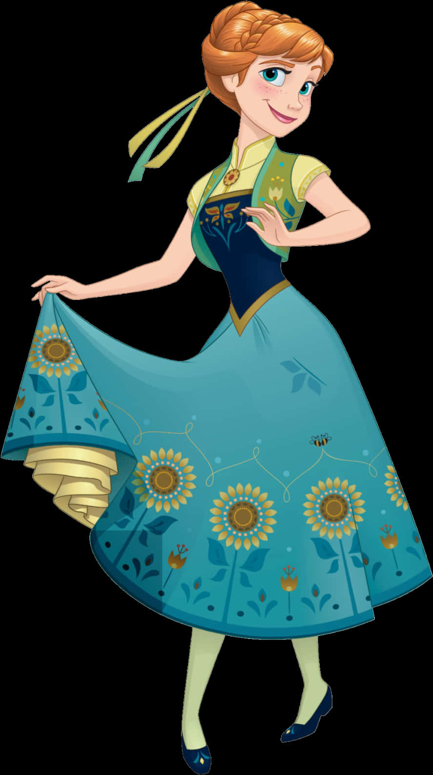 A Cartoon Of A Woman In A Blue Dress PNG
