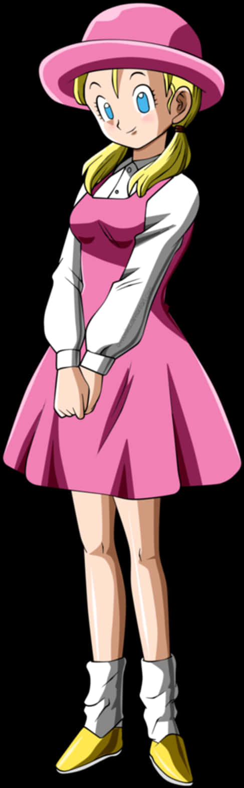 A Cartoon Of A Woman In A Pink Dress PNG