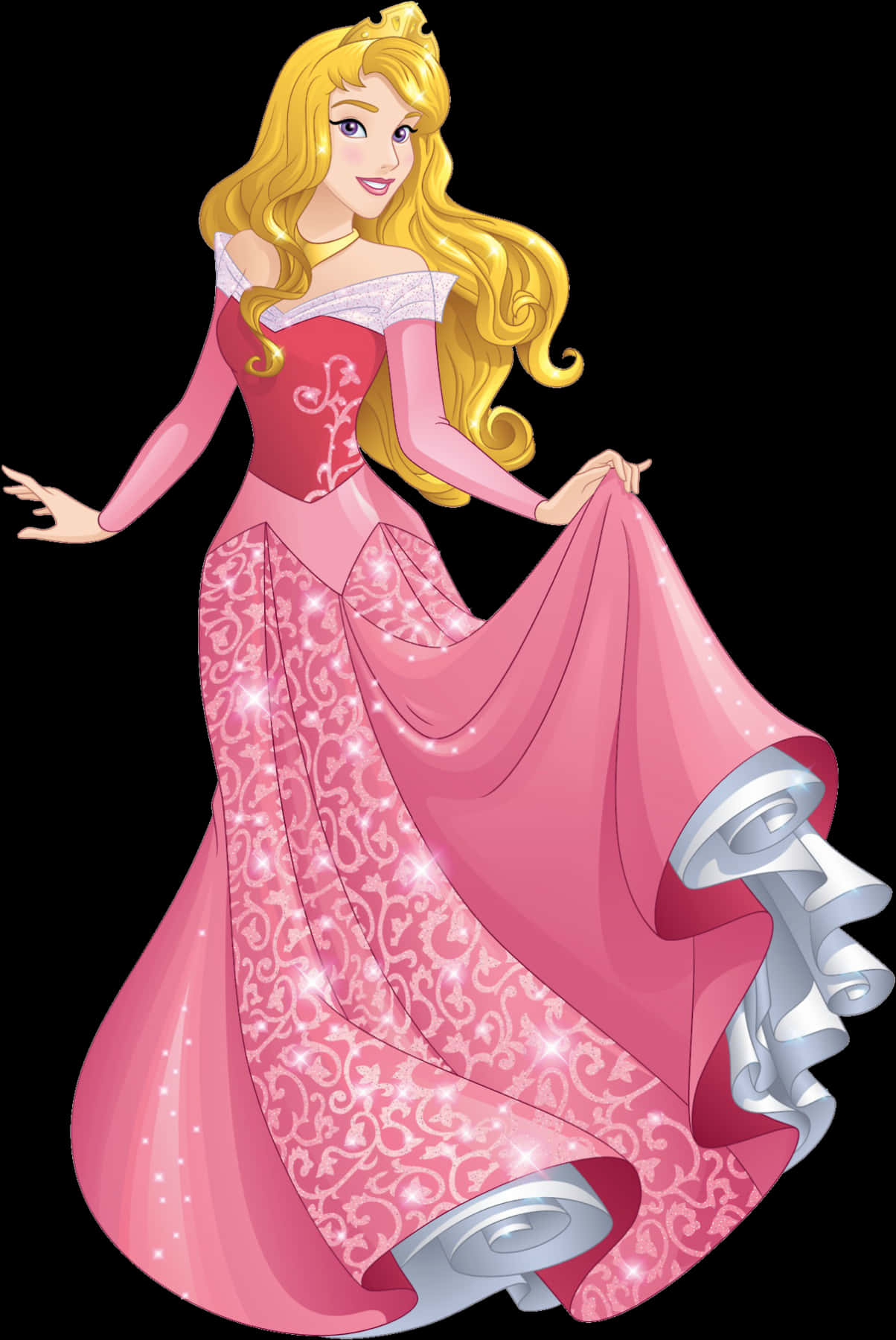 A Cartoon Of A Woman In A Pink Dress