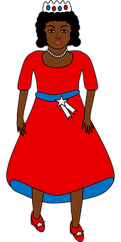 A Cartoon Of A Woman In A Red Dress PNG