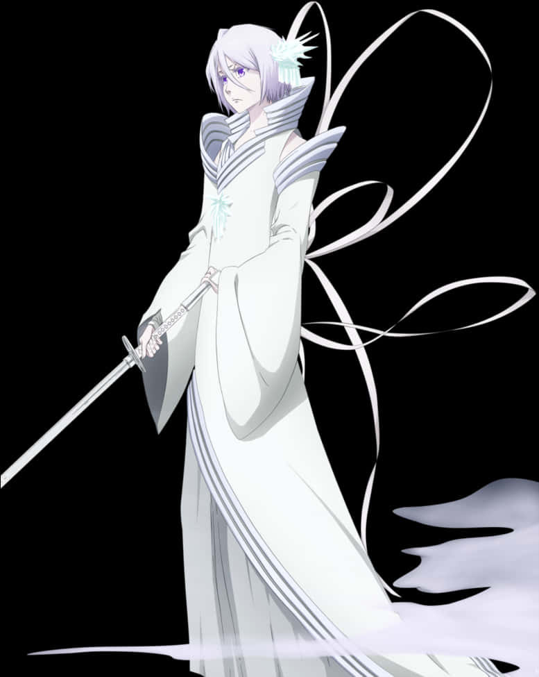 A Cartoon Of A Woman In A White Dress Holding A Sword PNG