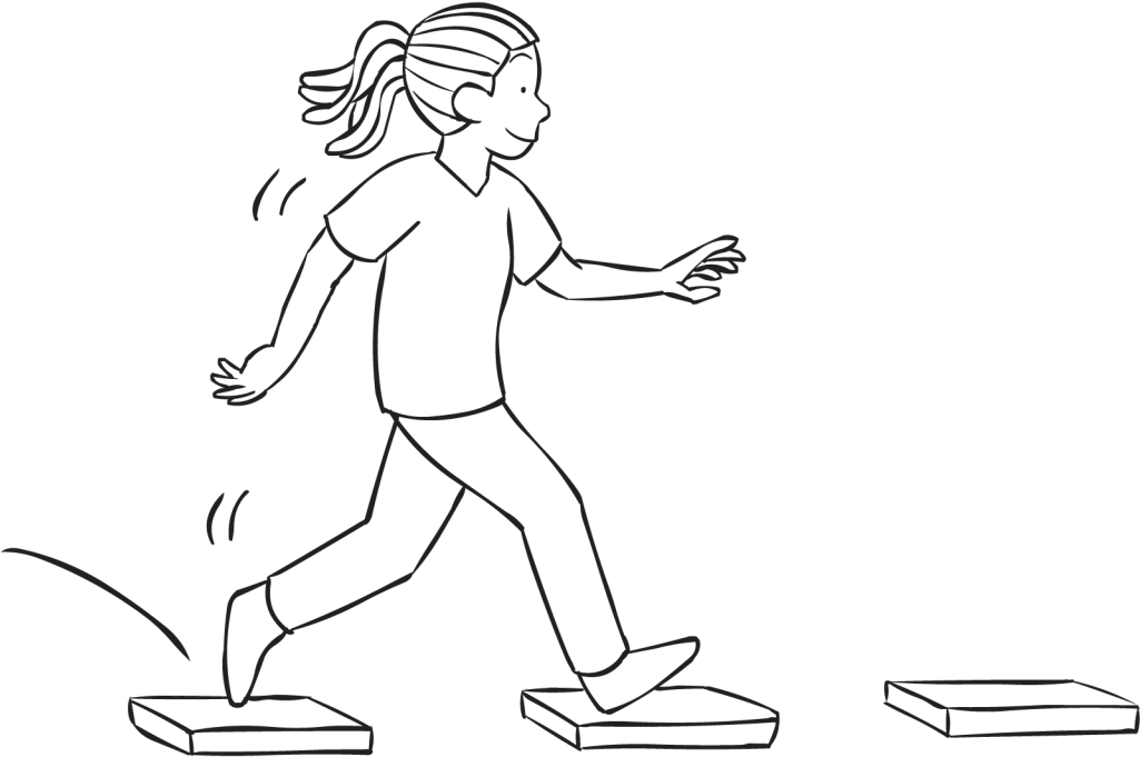 A Cartoon Of A Woman Walking On A Platform PNG
