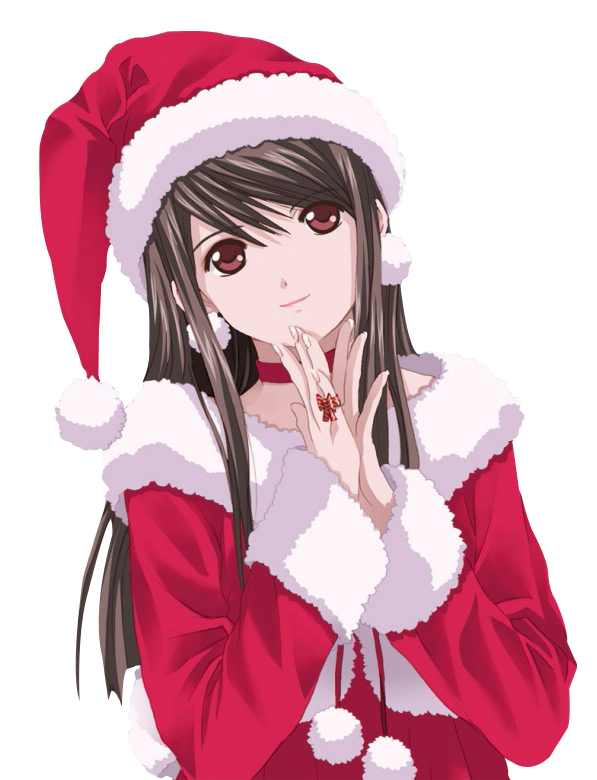 A Cartoon Of A Woman Wearing A Santa Outfit PNG