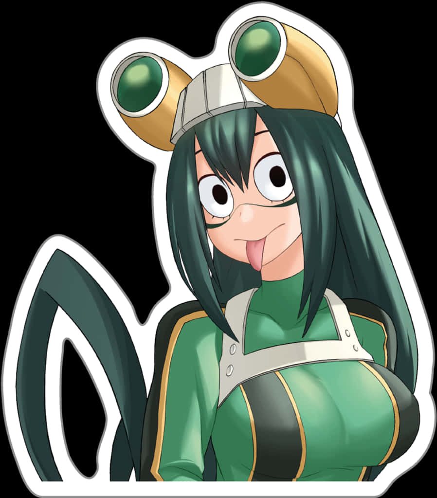 A Cartoon Of A Woman With Green Hair And A Black Background PNG