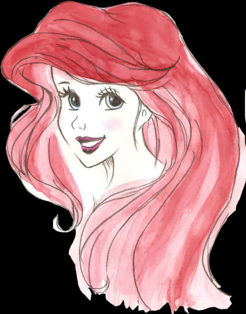 A Cartoon Of A Woman With Long Hair PNG