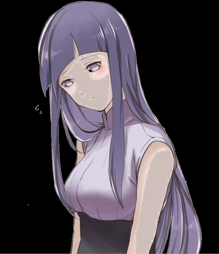 A Cartoon Of A Woman With Long Purple Hair