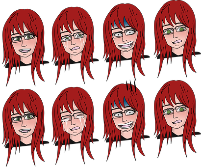 A Cartoon Of A Woman With Red Hair PNG
