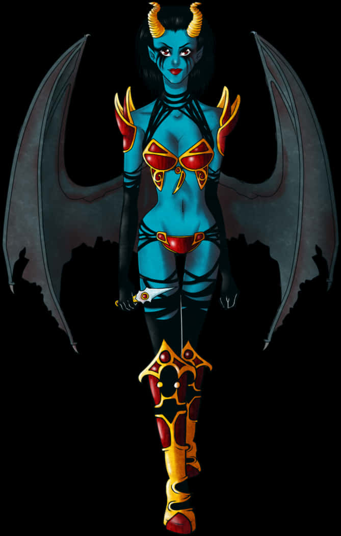 A Cartoon Of A Woman With Wings And Armor PNG