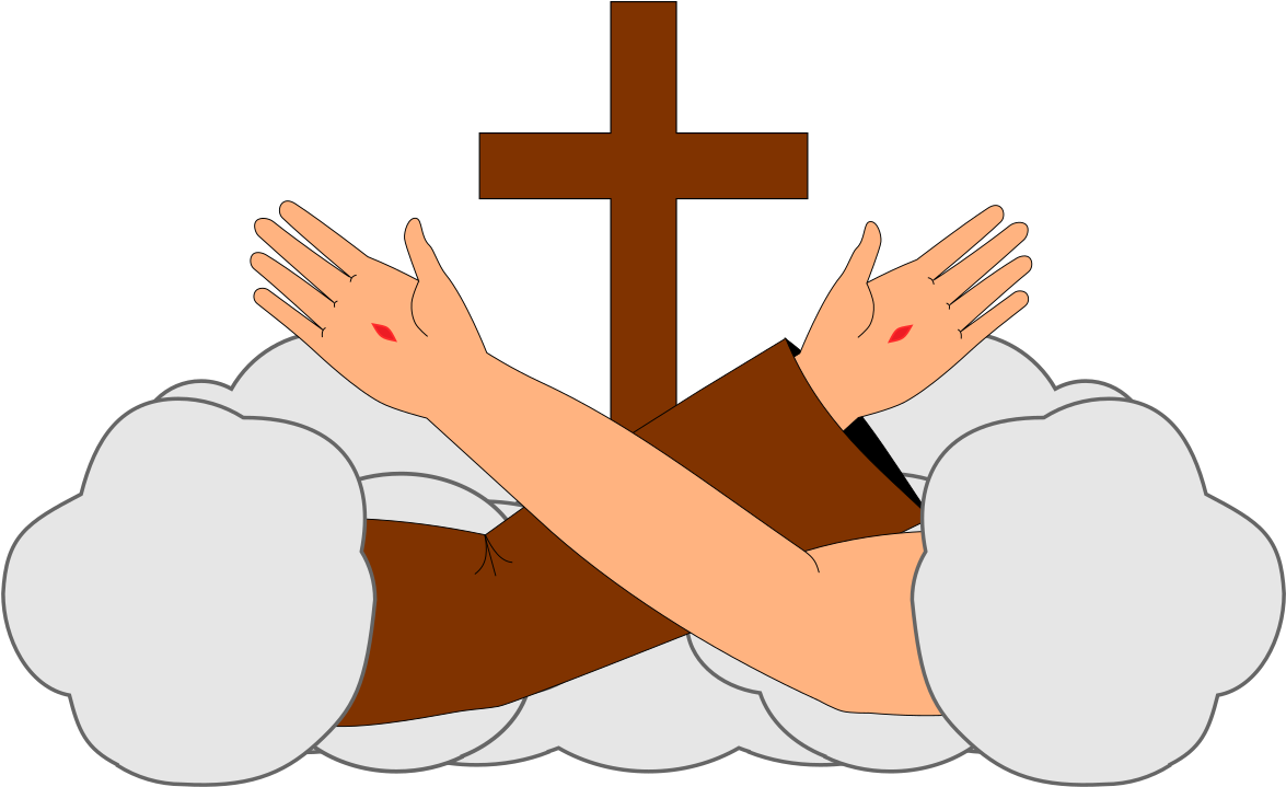 A Cartoon Of Hands And A Cross PNG