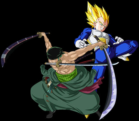 A Cartoon Of Two Men Fighting With Swords PNG