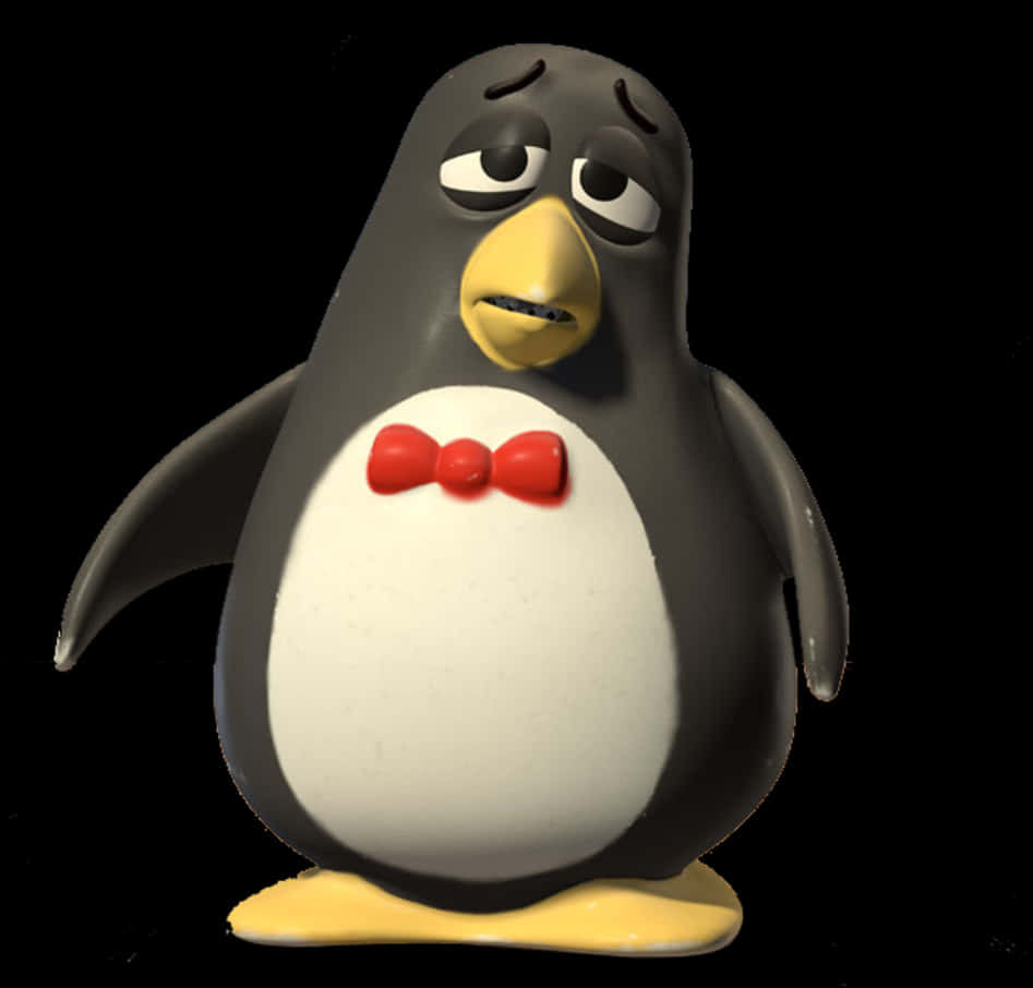 A Cartoon Penguin With A Bow Tie