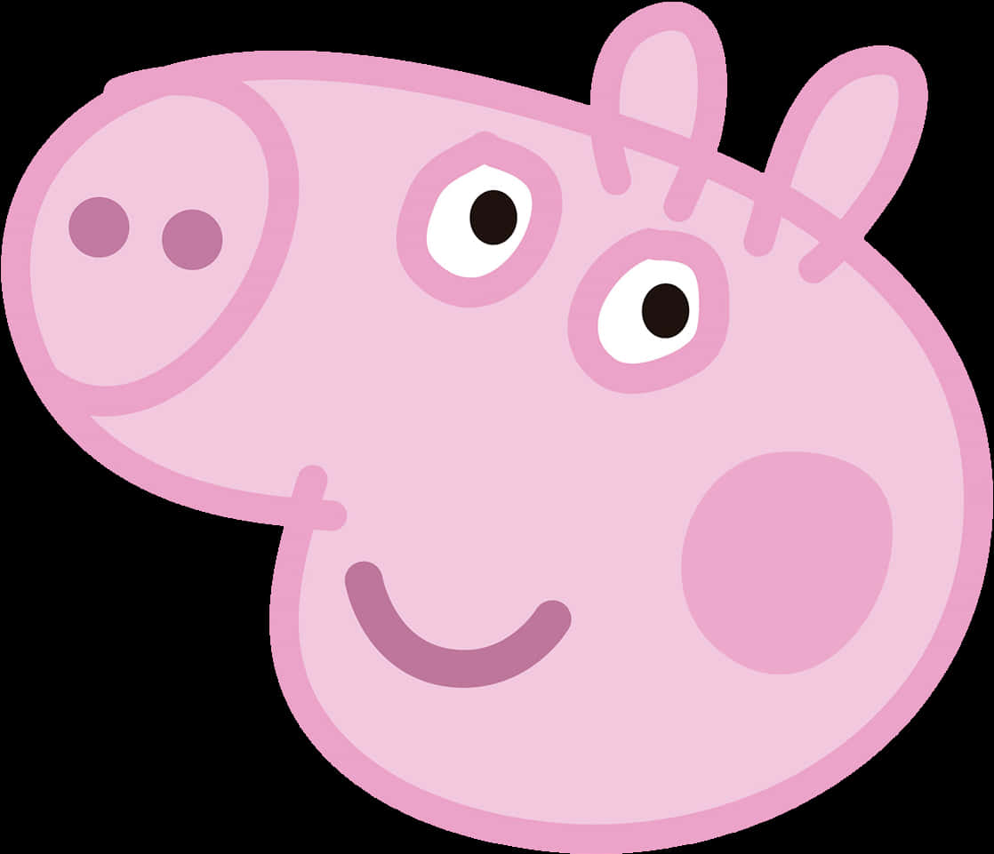 A Cartoon Pig Head With Black Background PNG