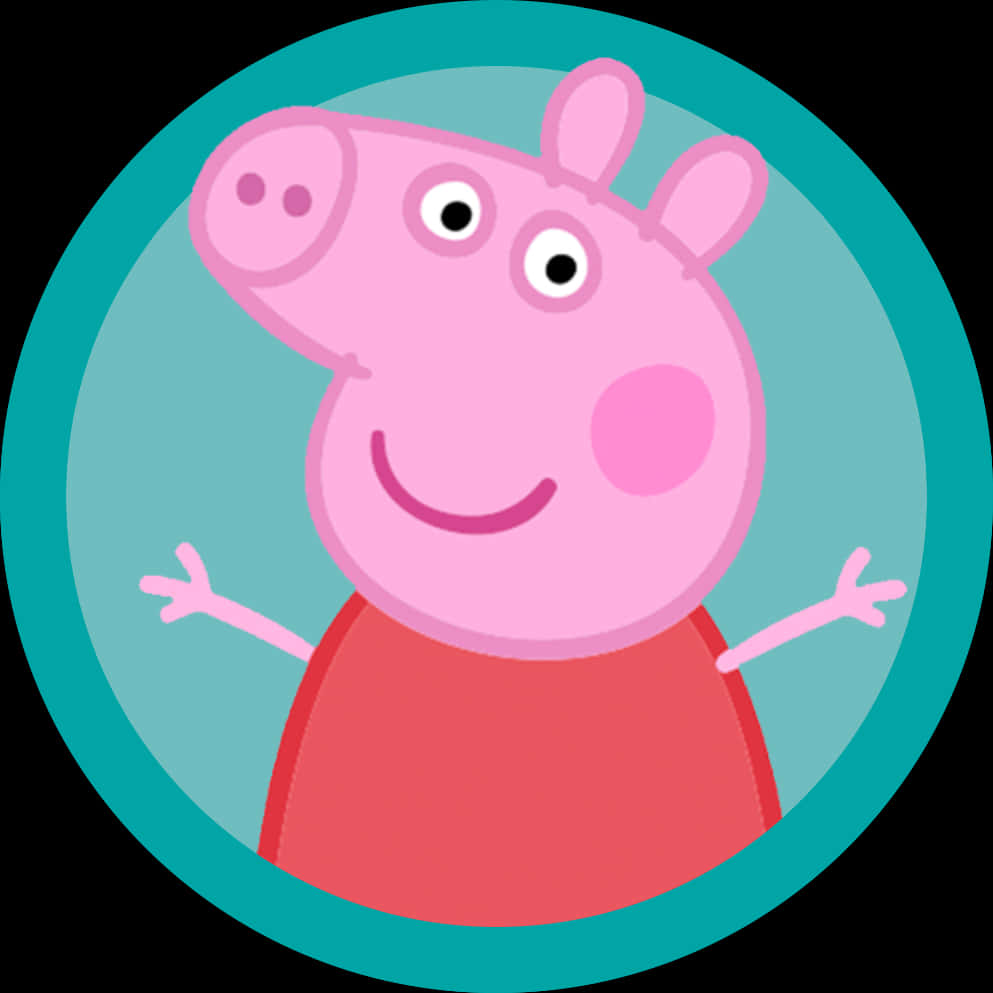 A Cartoon Pig In A Circle PNG