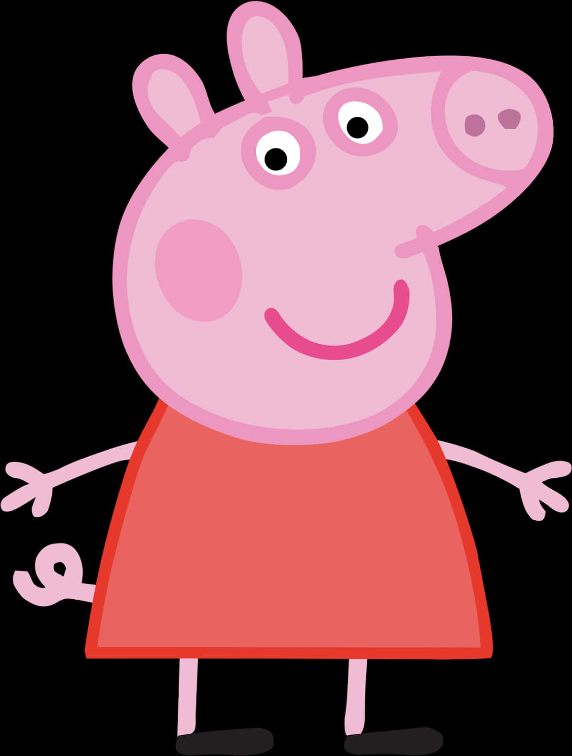 A Cartoon Pig In A Red Dress PNG