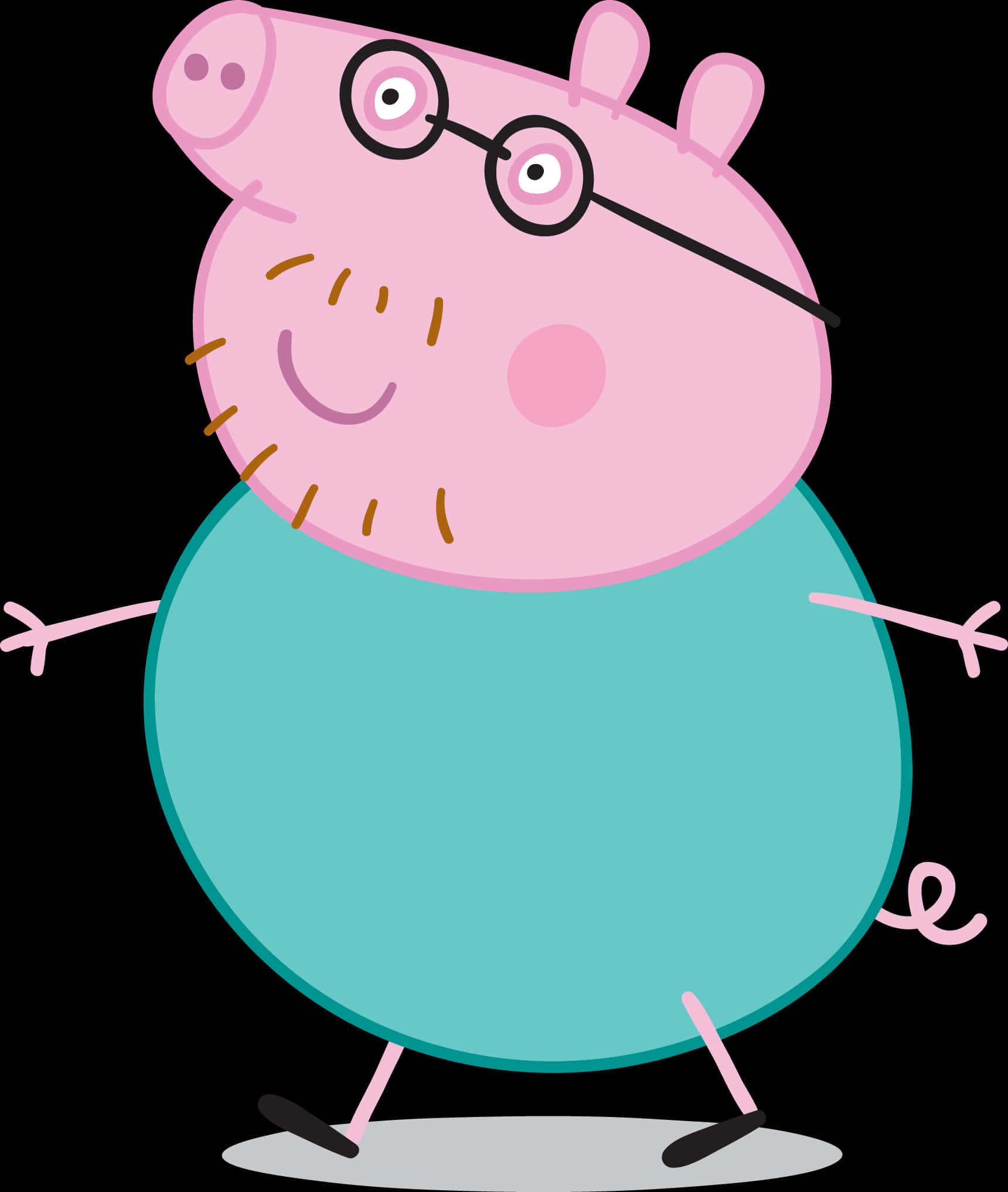 A Cartoon Pig Wearing Glasses PNG