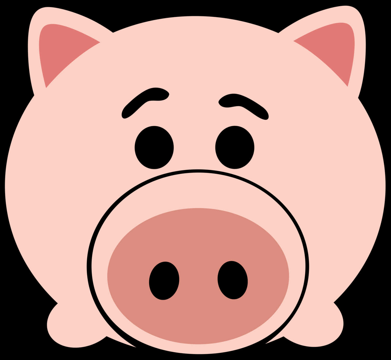 A Cartoon Pig With Black Eyes PNG
