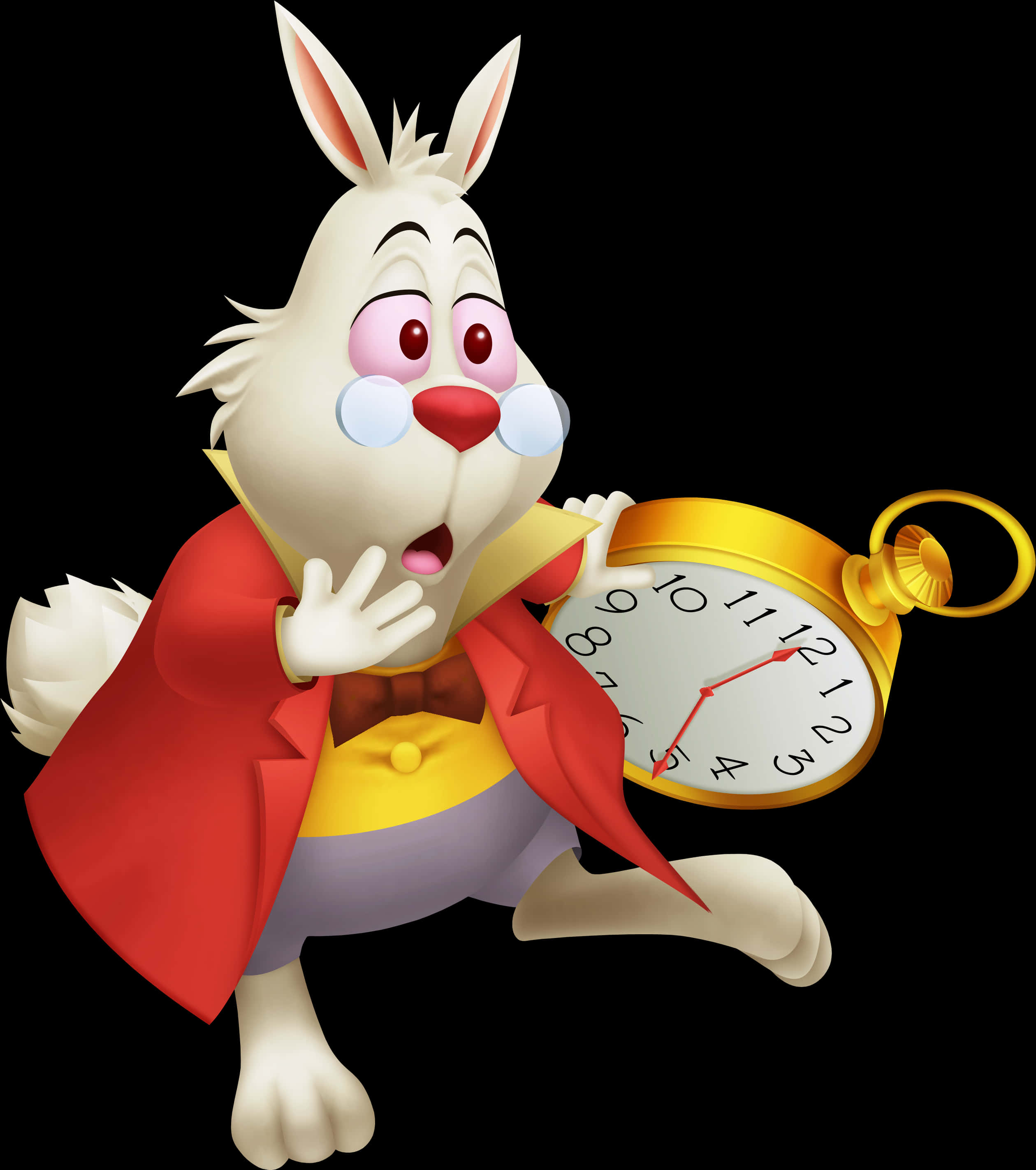 A Cartoon Rabbit Holding A Clock