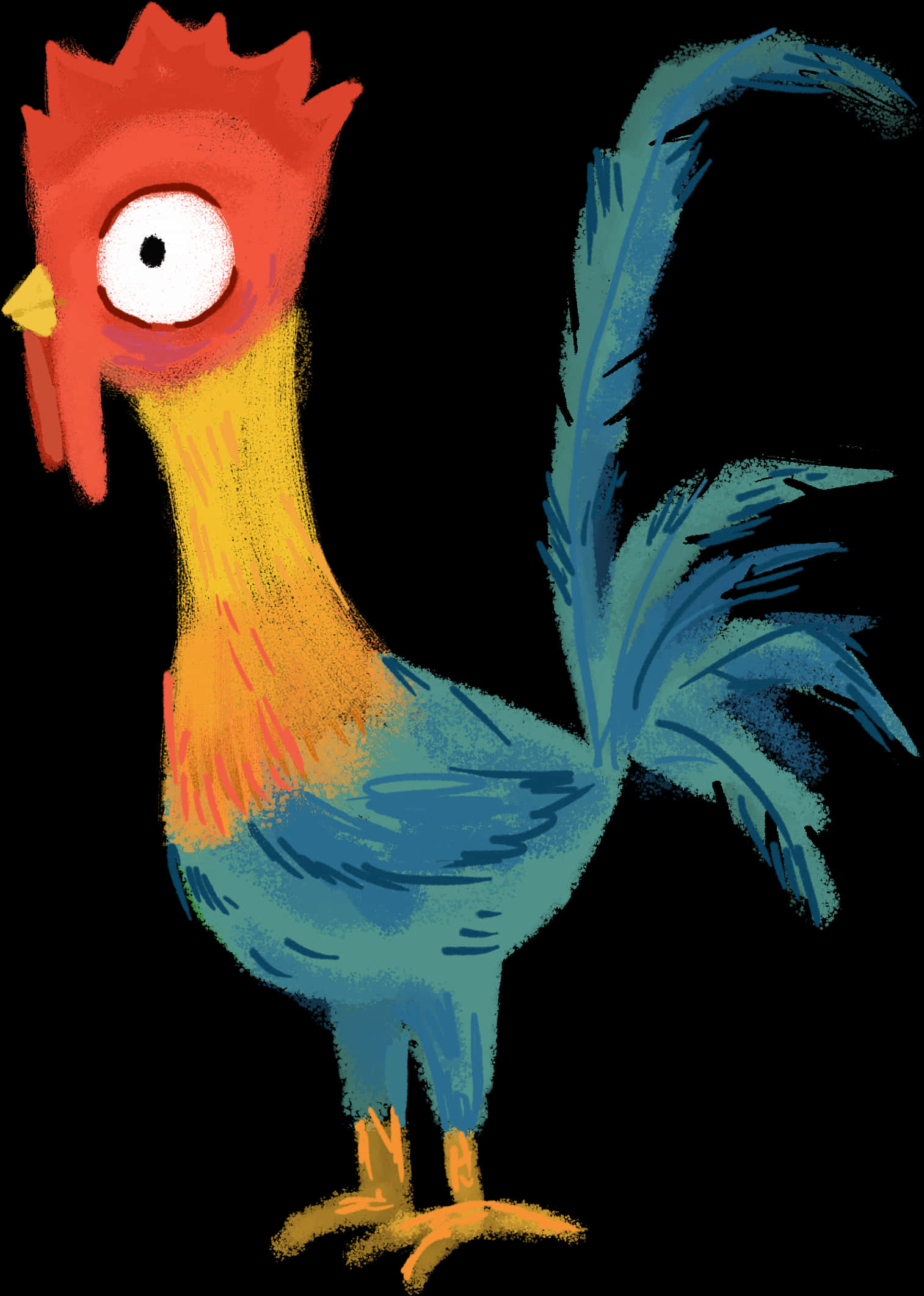 A Cartoon Rooster With A Black Background PNG