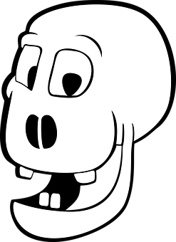 A Cartoon Skull With Mouth Open PNG