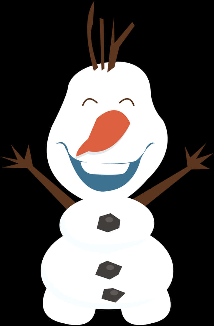 A Cartoon Snowman With A Carrot Nose And Hands