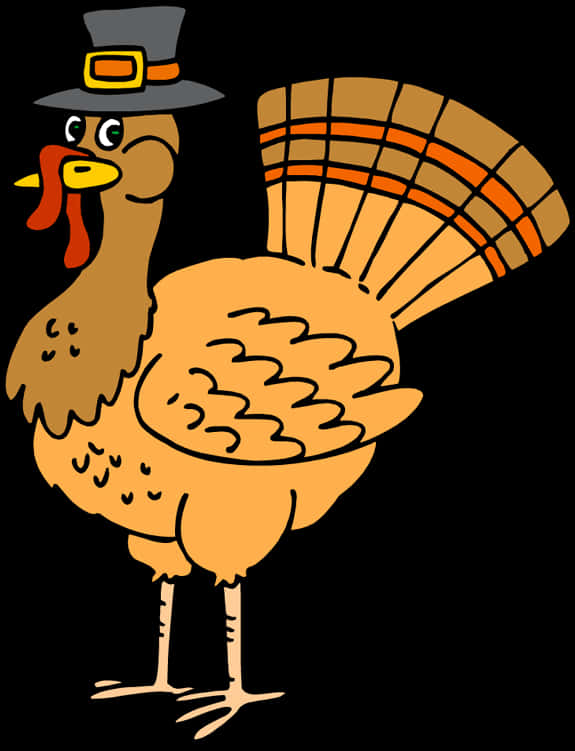 A Cartoon Turkey With A Hat PNG