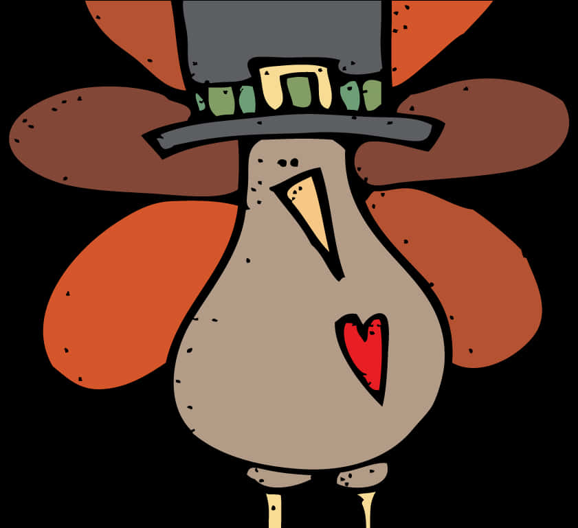 A Cartoon Turkey With A Hat PNG