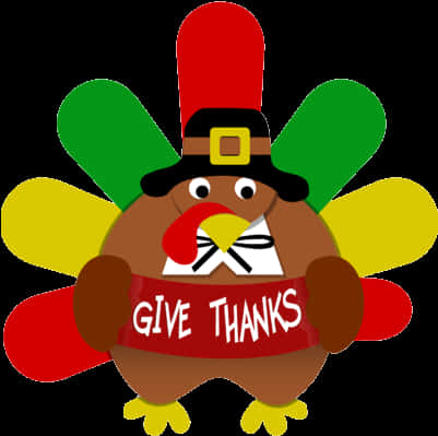 A Cartoon Turkey With A Red Banner PNG