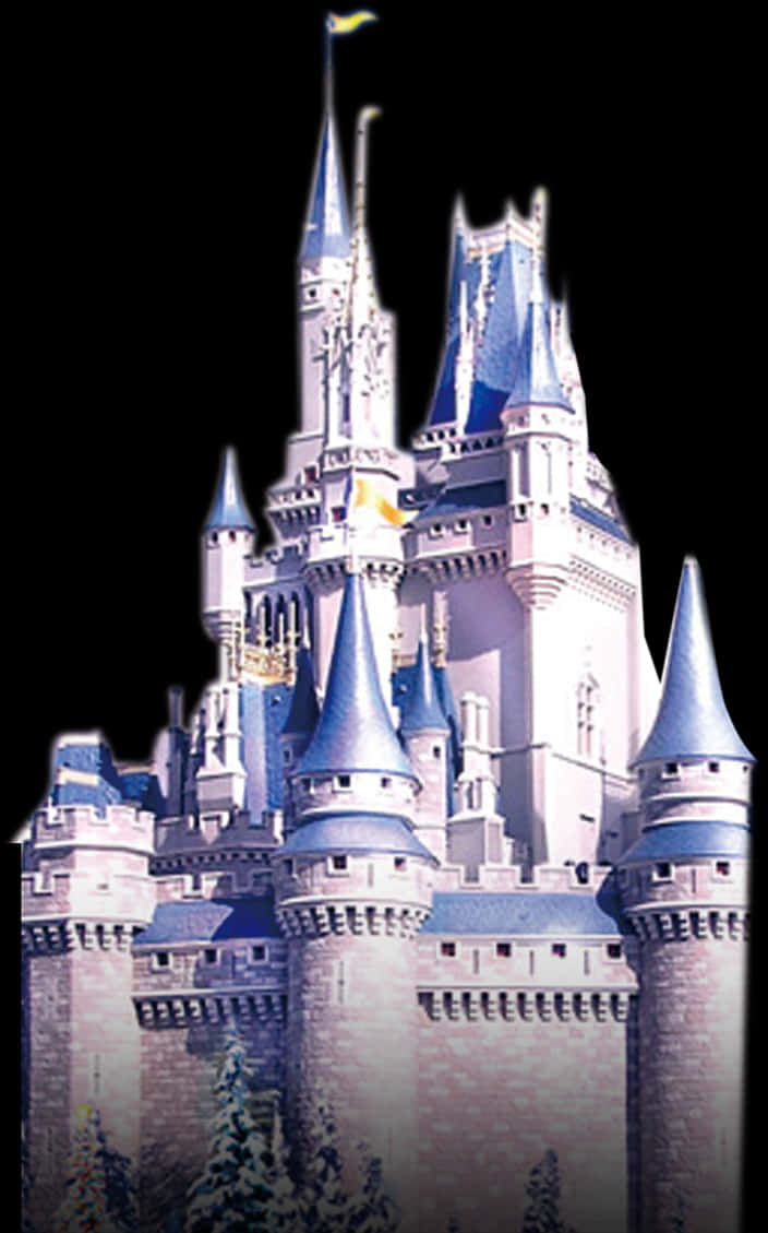 A Castle With Blue And White Roofs PNG