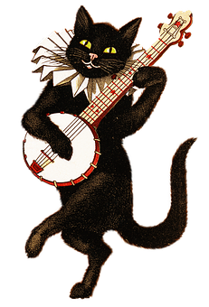 A Cat Playing A Banjo PNG