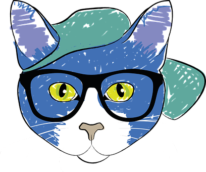 A Cat Wearing Glasses PNG