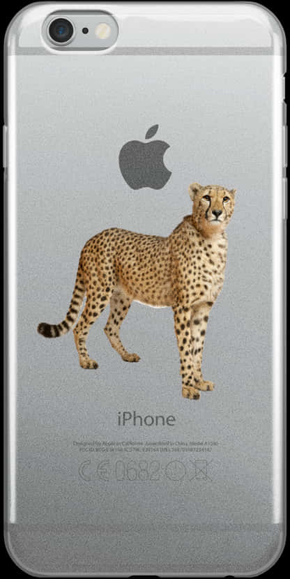 A Cell Phone With A Cheetah PNG