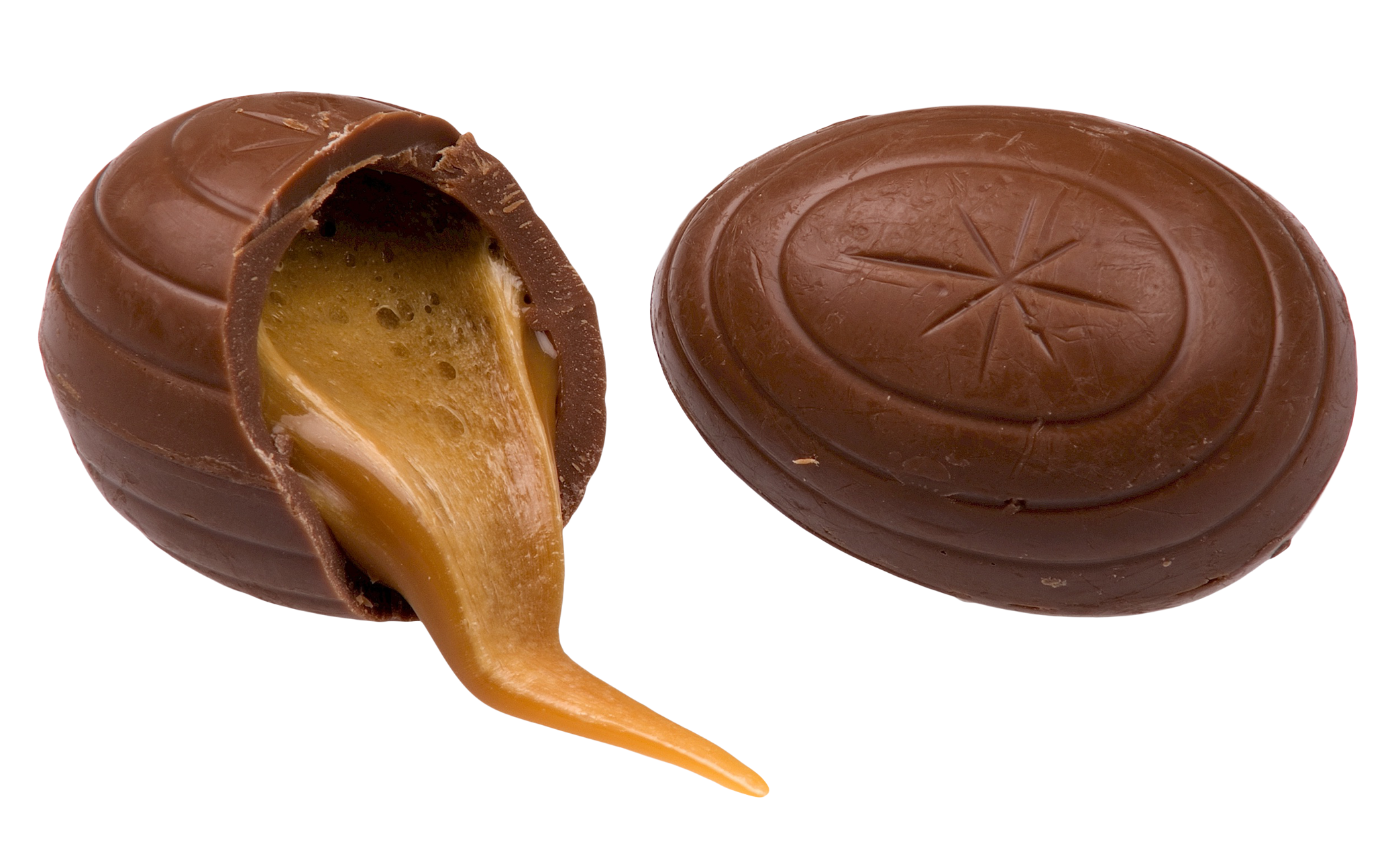 A Chocolate Egg With A Caramel Filling PNG