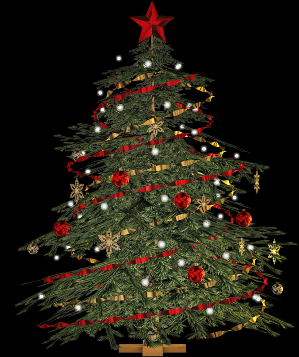 A Christmas Tree With Ornaments And Decorations PNG